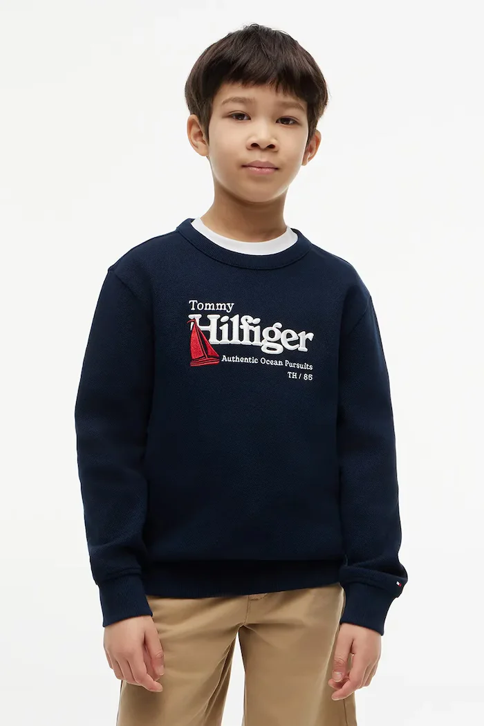 Tommy Hilfiger суичър за деца от памук тъмносин KB0KB10506