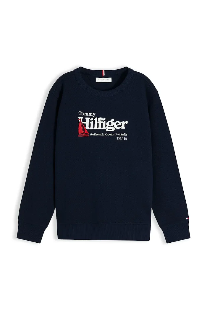 Tommy Hilfiger суичър за деца от памук тъмносин KB0KB10506