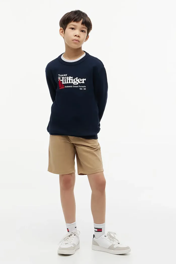 Tommy Hilfiger суичър за деца от памук тъмносин KB0KB10506