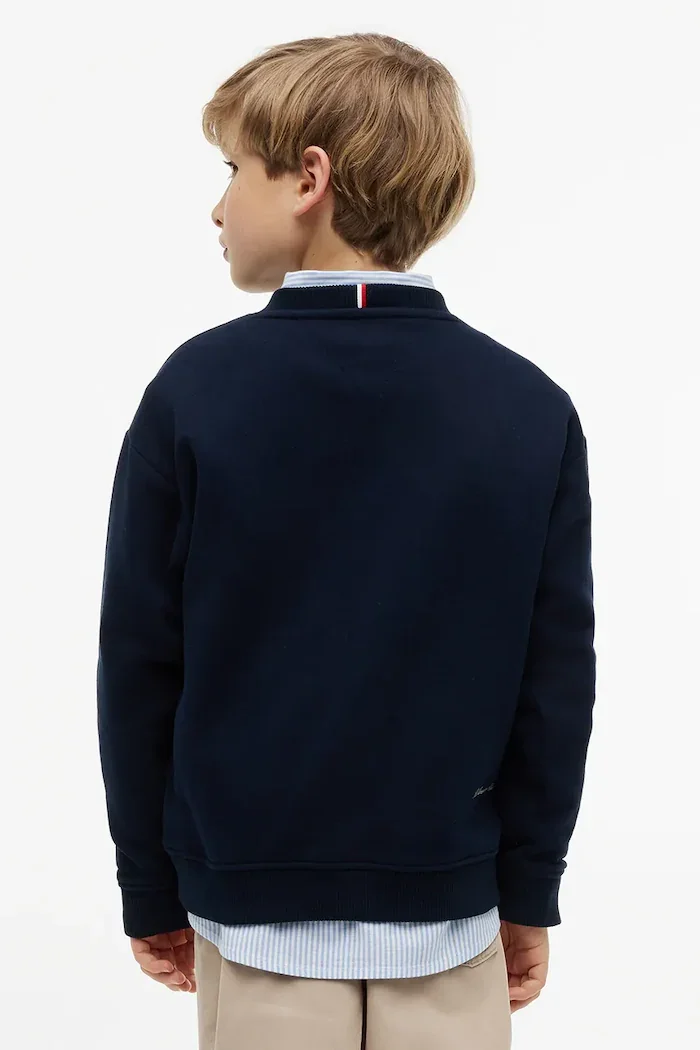 Tommy Hilfiger суичър за деца от памук тъмносин KB0KB10594