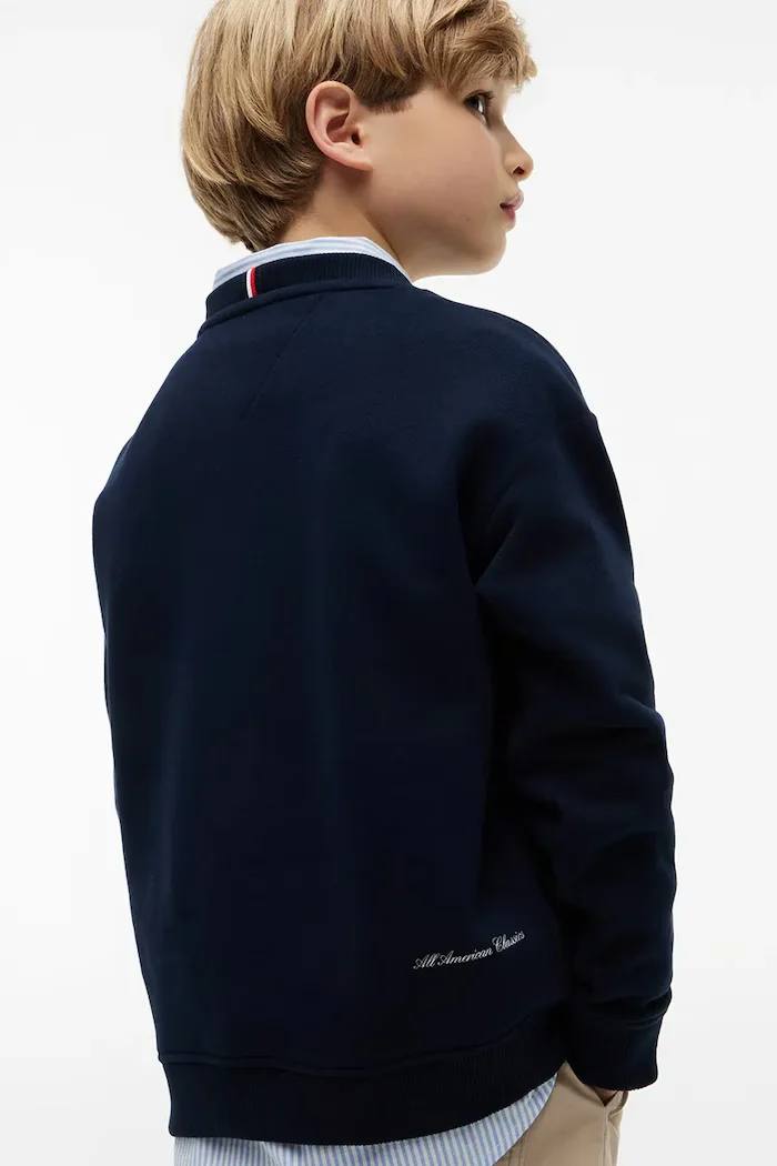 Tommy Hilfiger суичър за деца от памук тъмносин KB0KB10594