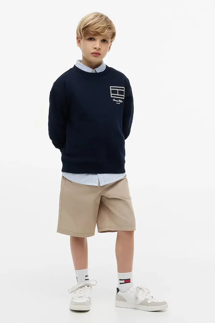 Tommy Hilfiger суичър за деца от памук тъмносин KB0KB10594