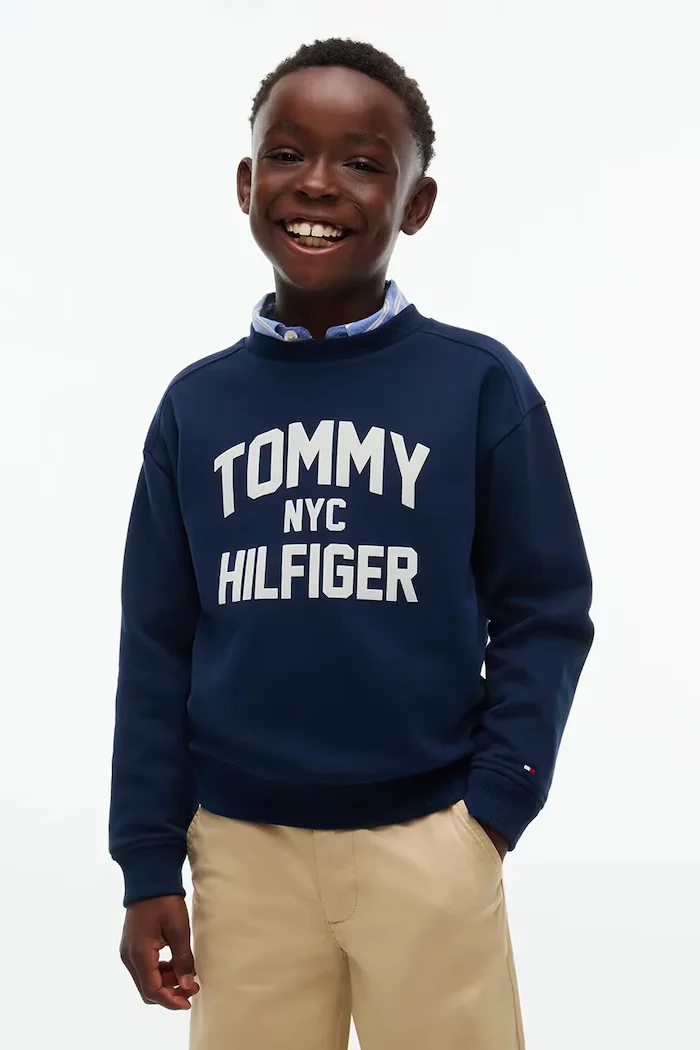 Tommy Hilfiger суичър за деца от памук тъмносин KB0KB10631