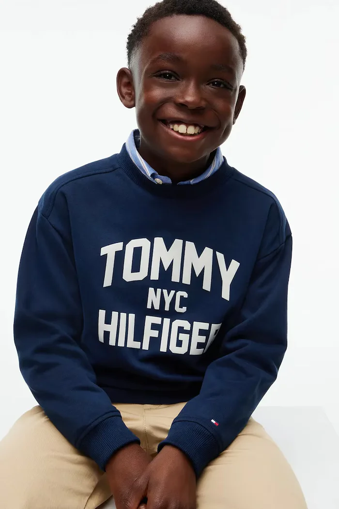 Tommy Hilfiger суичър за деца от памук тъмносин KB0KB10631