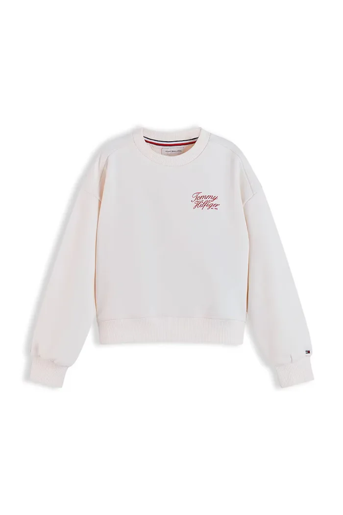 Tommy Hilfiger суичър за деца с памук бял KG0KG09572