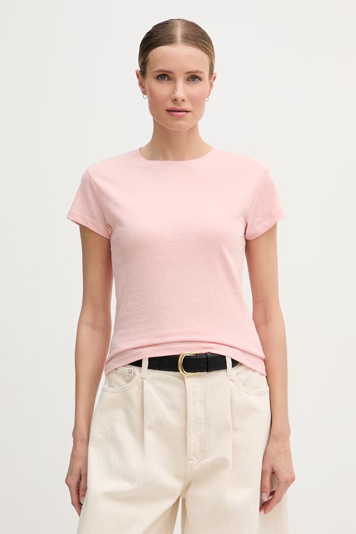 Tommy Hilfiger тениска basic дамска от памук розова WW0WW48702