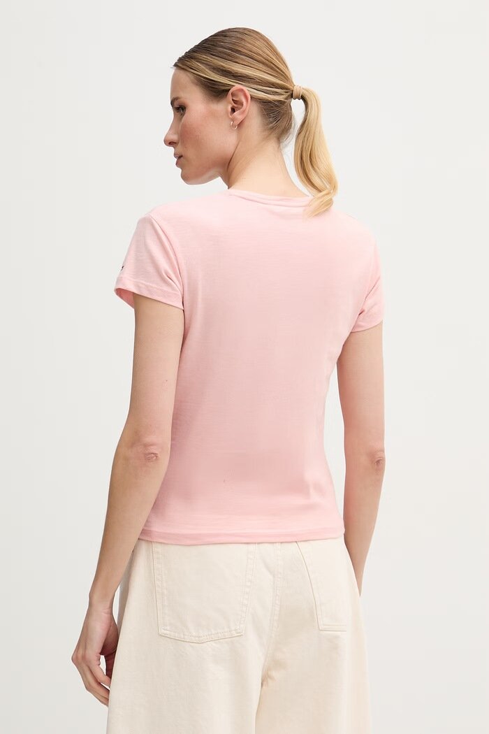Tommy Hilfiger тениска basic дамска от памук розова WW0WW48702