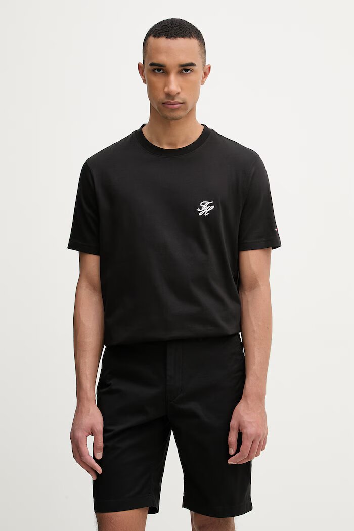 Tommy Hilfiger тениска basic мъжка от памук SUMMER черна MW0MW43066