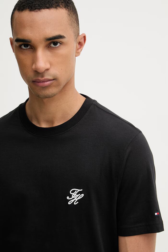 Tommy Hilfiger тениска basic мъжка от памук SUMMER черна MW0MW43066