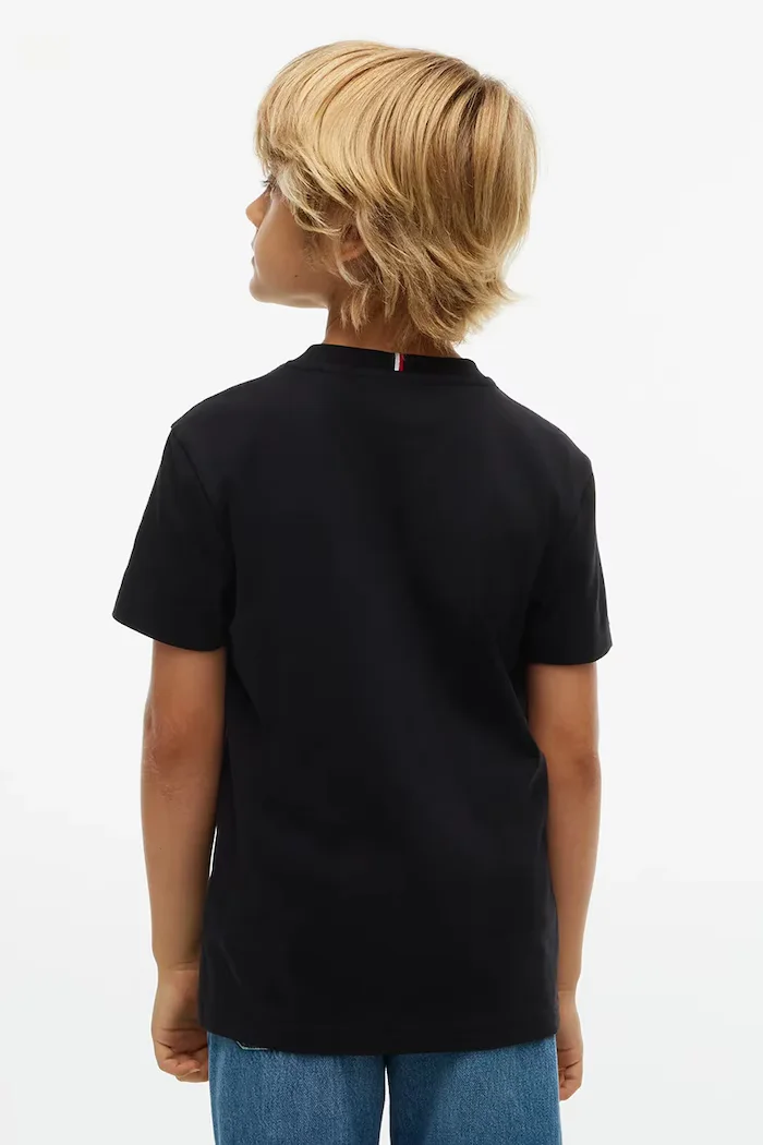 Tommy Hilfiger тениска basic за деца от памук черна KB0KB10646