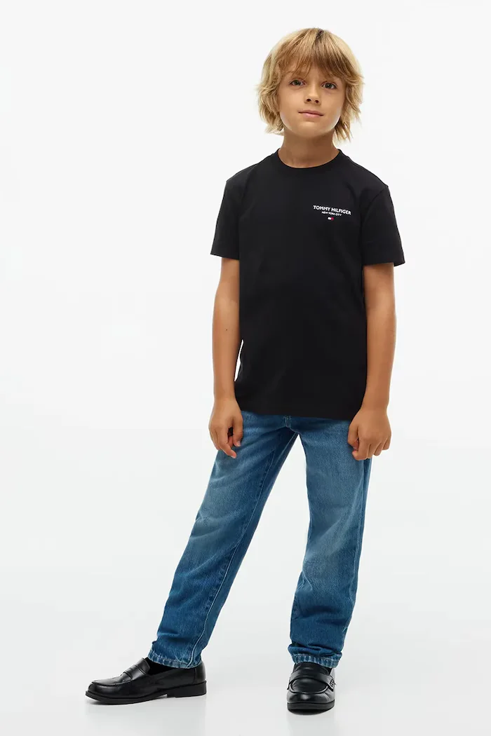 Tommy Hilfiger тениска basic за деца от памук черна KB0KB10646