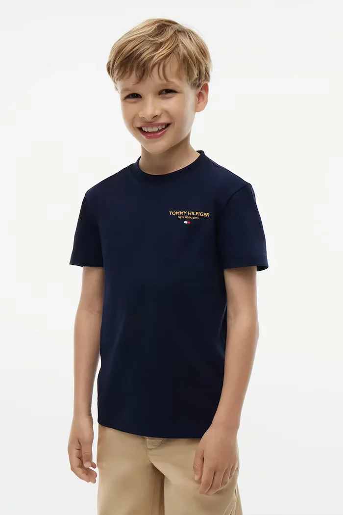 Tommy Hilfiger тениска basic за деца от памук тъмносиня KB0KB10646