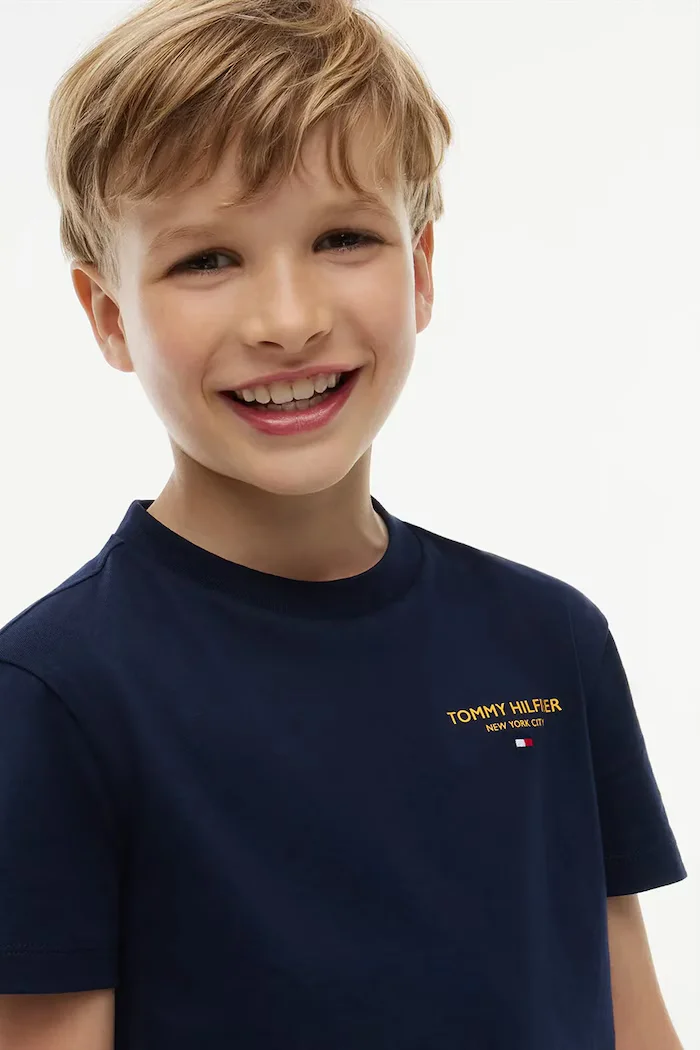 Tommy Hilfiger тениска basic за деца от памук тъмносиня KB0KB10646