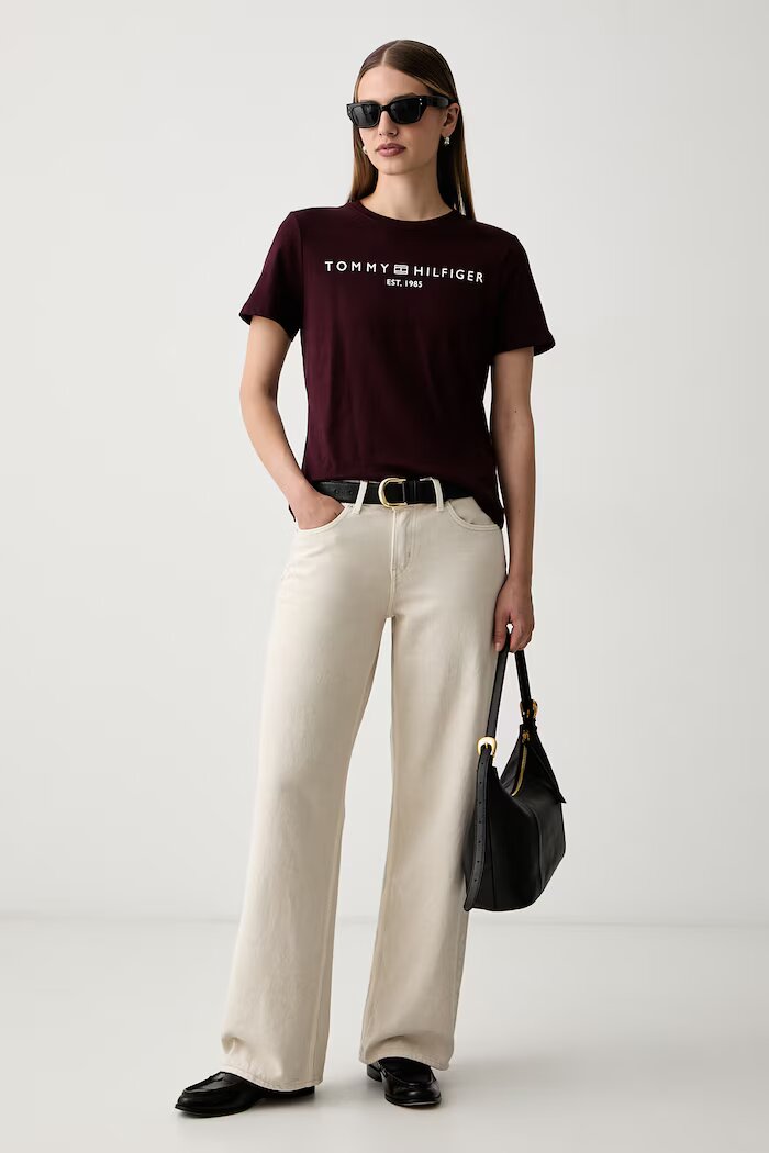 Tommy Hilfiger тениска дамска от памук бордо WW0WW40276