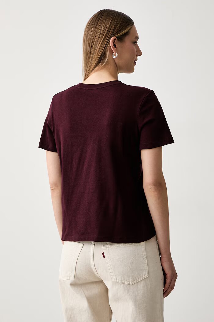 Tommy Hilfiger тениска дамска от памук бордо WW0WW40276