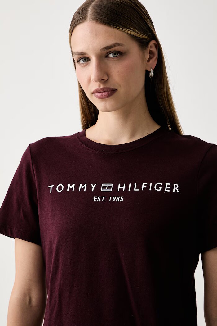 Tommy Hilfiger тениска дамска от памук бордо WW0WW40276