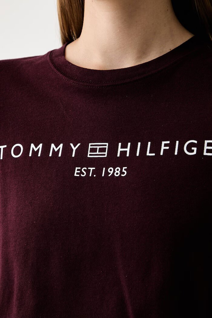 Tommy Hilfiger тениска дамска от памук бордо WW0WW40276