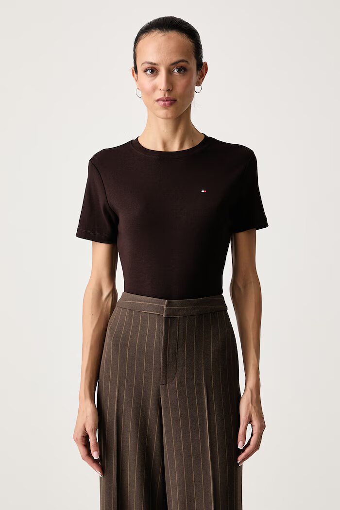 Tommy Hilfiger тениска дамска от памук кафява WW0WW40587