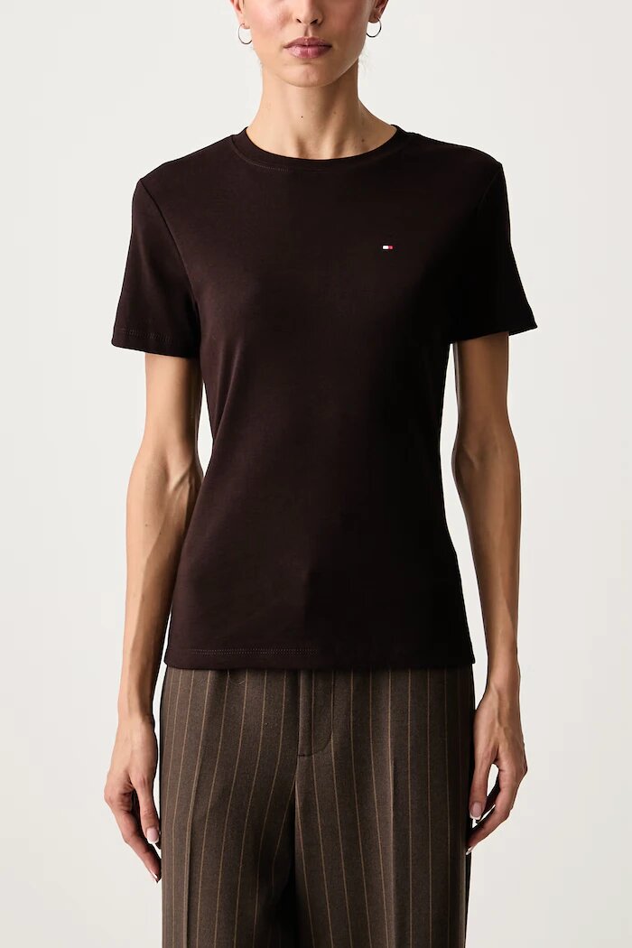 Tommy Hilfiger тениска дамска от памук кафява WW0WW40587