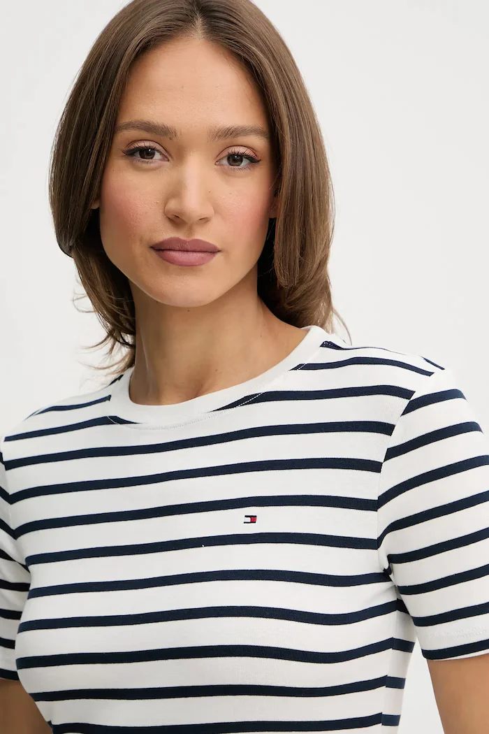 Tommy Hilfiger тениска дамска от памук тъмносиня WW0WW40587