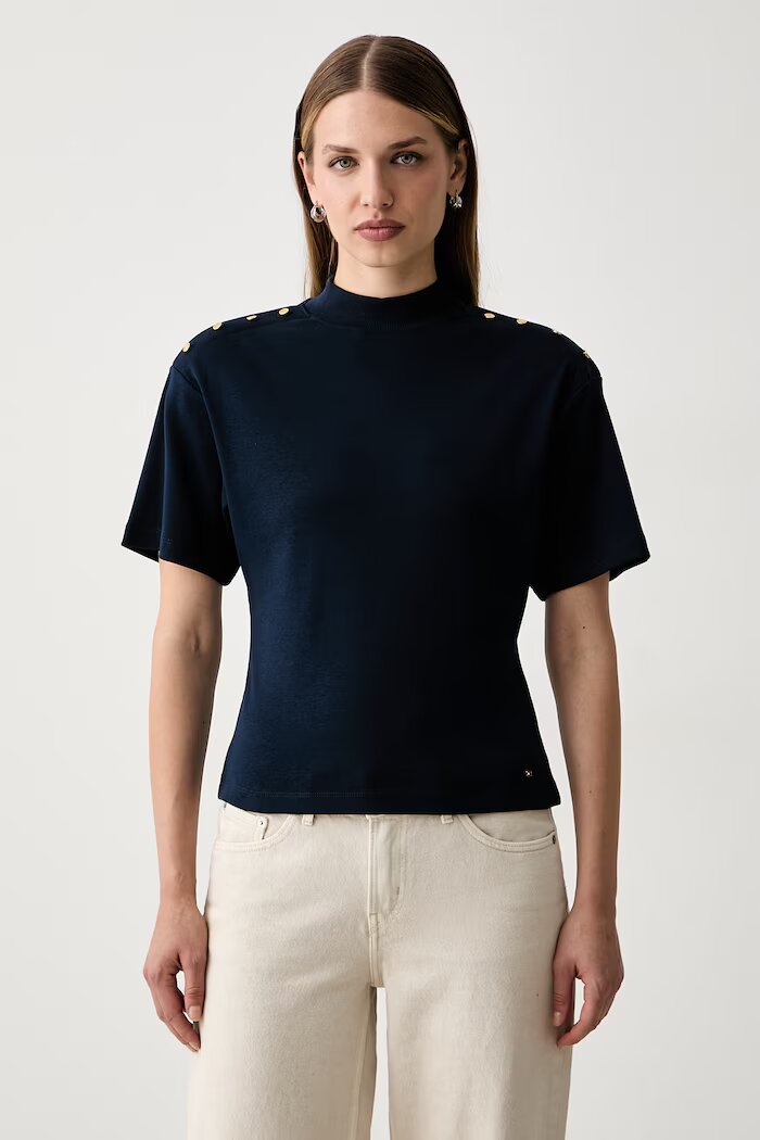 Tommy Hilfiger тениска дамска от памук тъмносиня WW0WW52382