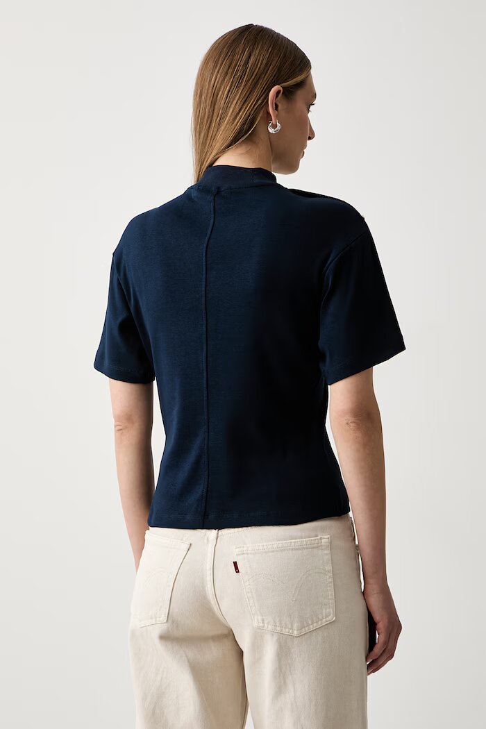 Tommy Hilfiger тениска дамска от памук тъмносиня WW0WW52382