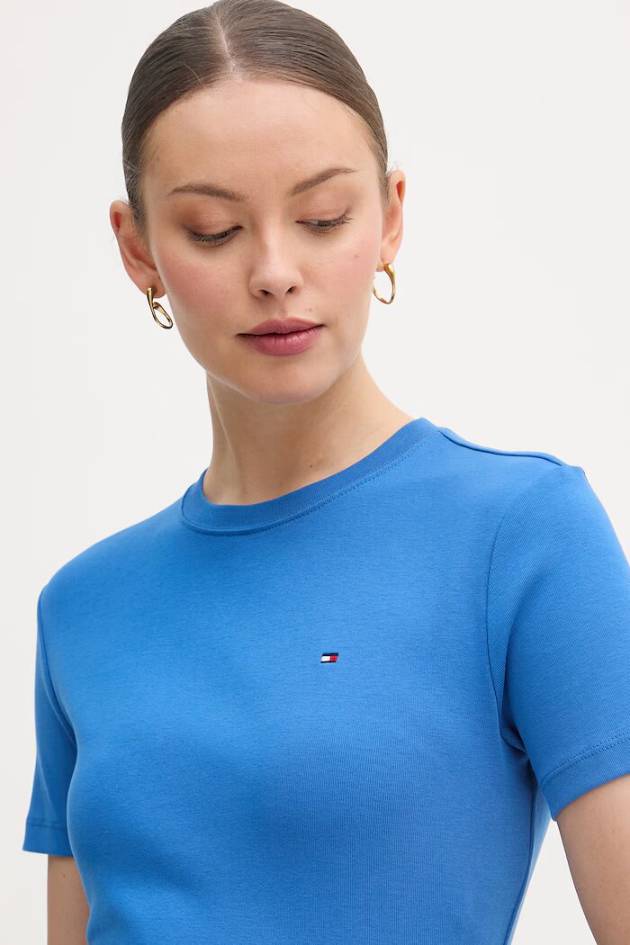Tommy Hilfiger тениска дамска от памук виолетова WW0WW40587