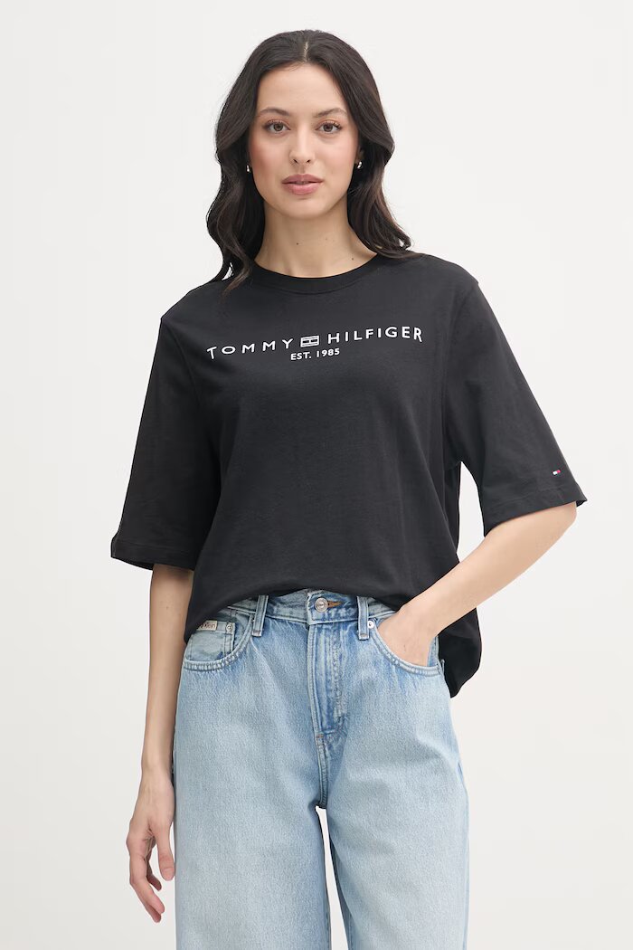Tommy Hilfiger тениска дамска памучна черна WW0WW47811
