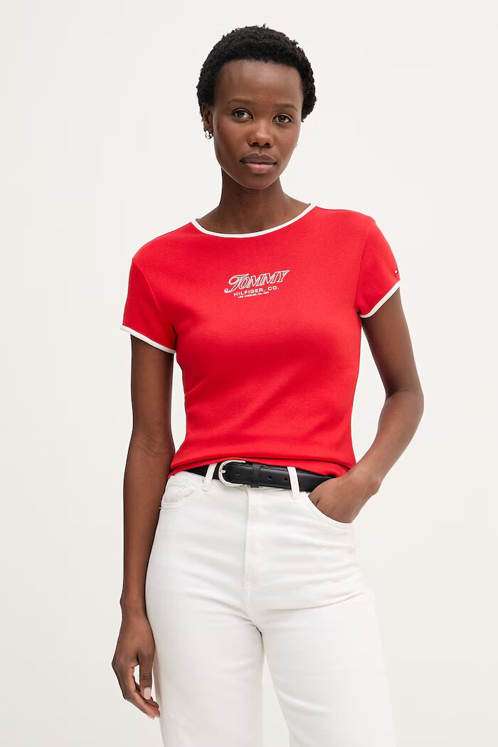 Tommy Hilfiger тениска дамска памучна червена WW0WW49245