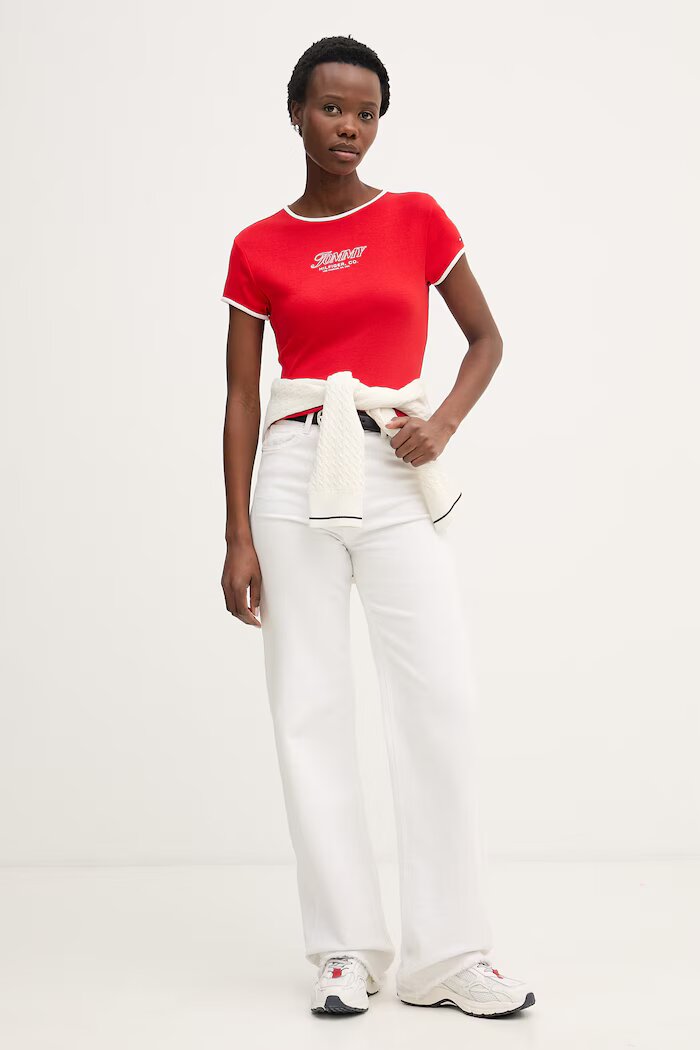 Tommy Hilfiger тениска дамска памучна червена WW0WW49245