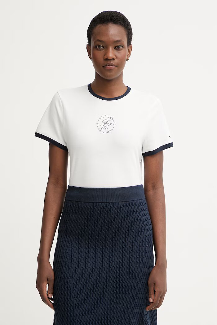 Tommy Hilfiger тениска дамска с лиосел бяла WW0WW50032