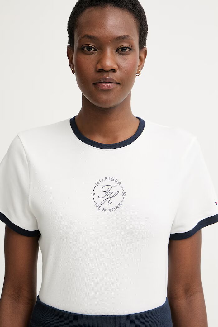 Tommy Hilfiger тениска дамска с лиосел бяла WW0WW50032