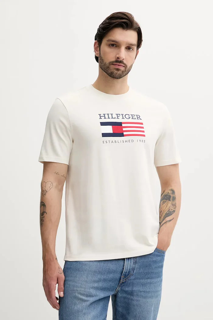 Tommy Hilfiger тениска мъжка от памук бежова MW0MW39843