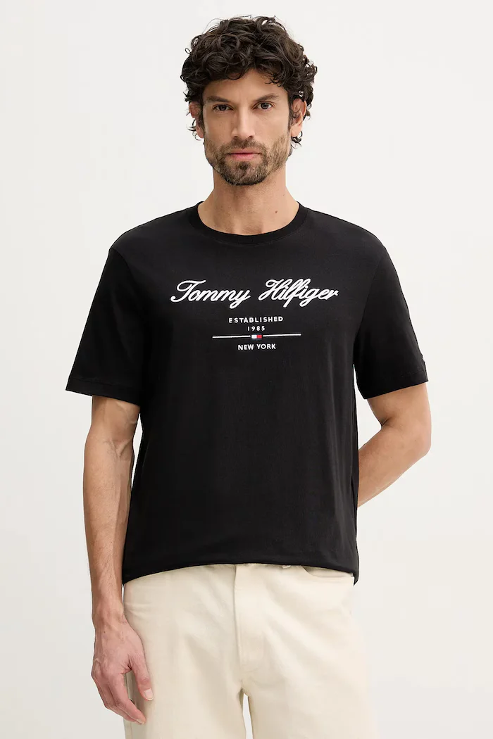 Tommy Hilfiger тениска мъжка от памук черна MW0MW33691