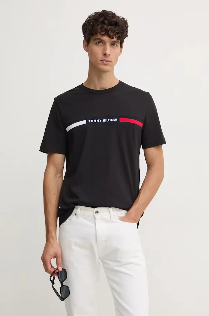 Tommy Hilfiger тениска мъжка от памук черна MW0MW36498