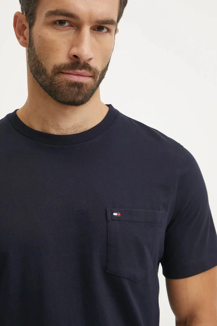 Tommy Hilfiger тениска мъжка от памук тъмносиня MW0MW37283