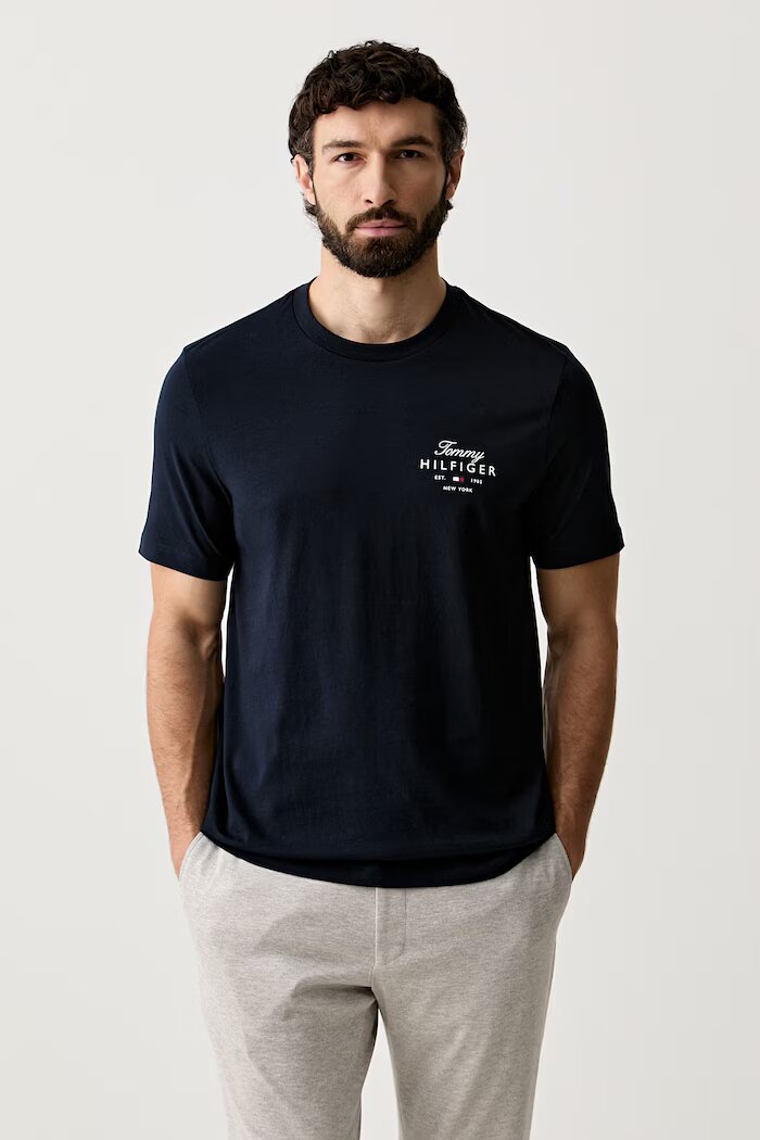 Tommy Hilfiger тениска мъжка от памук тъмносиня MW0MW43224