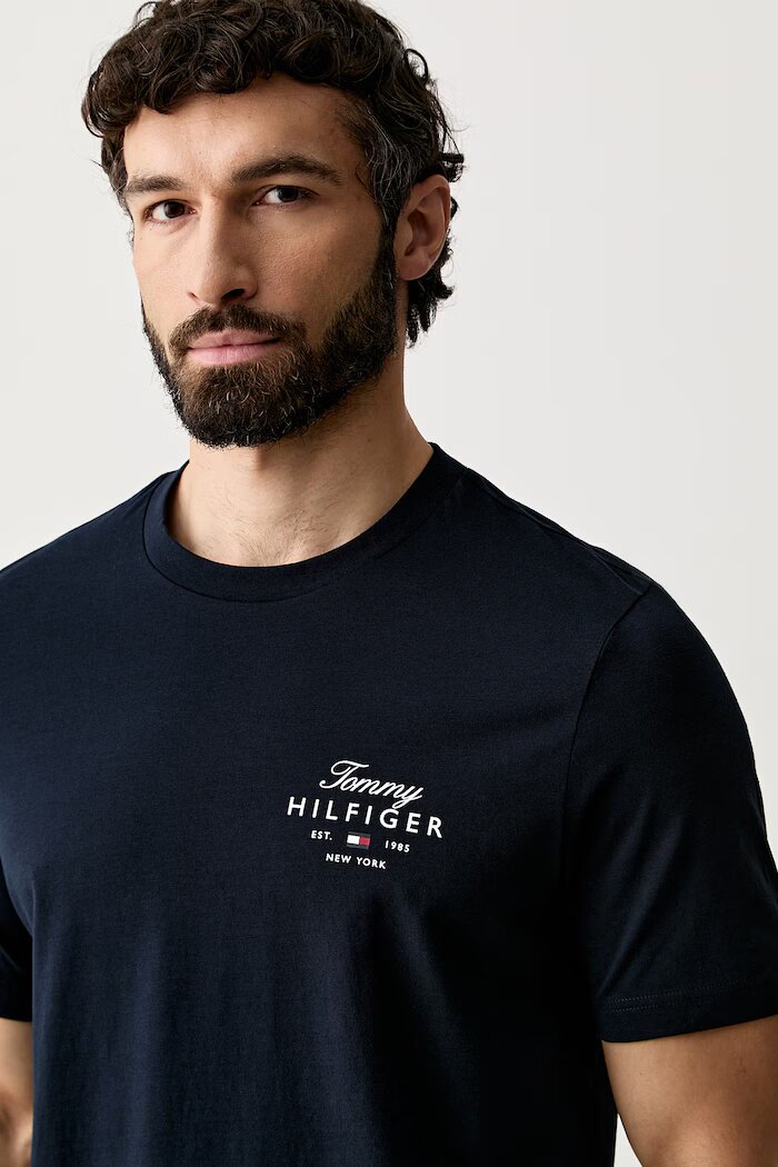 Tommy Hilfiger тениска мъжка от памук тъмносиня MW0MW43224