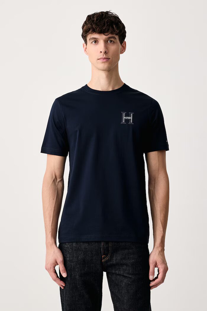Tommy Hilfiger тениска мъжка от памук тъмносиня MW0MW44917