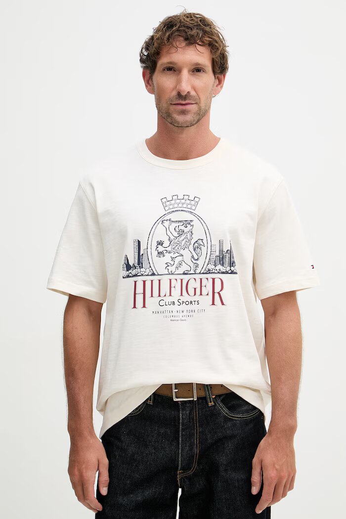 Tommy Hilfiger тениска мъжка памучна бежова MW0MW42377