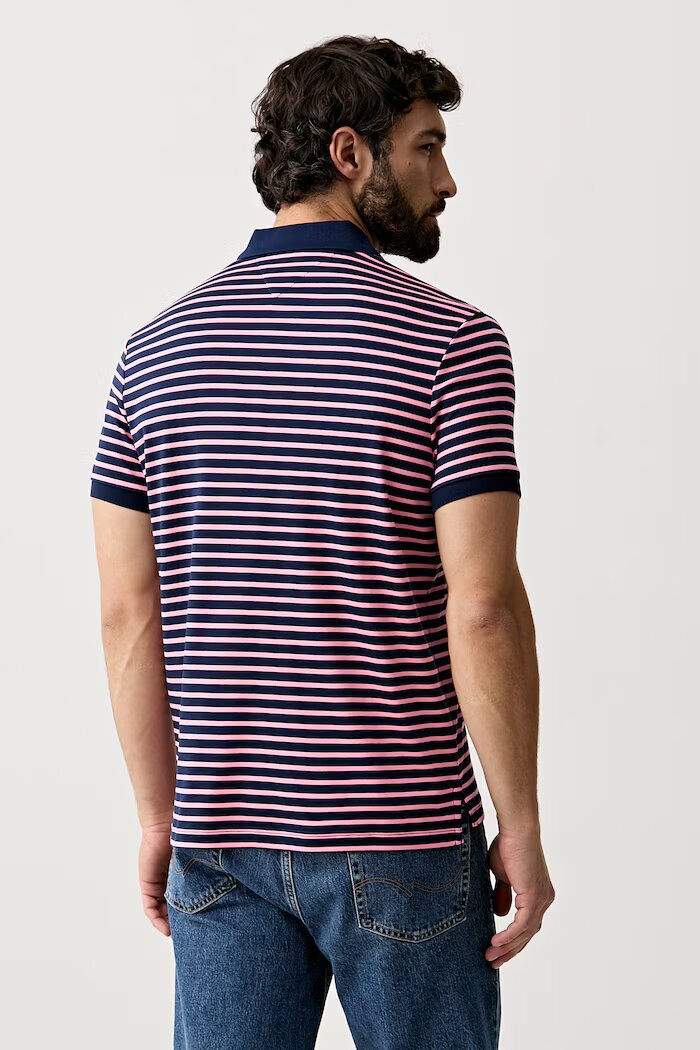 Tommy Hilfiger тениска с яка мъжка от памук тъмносиня MW0MW39994