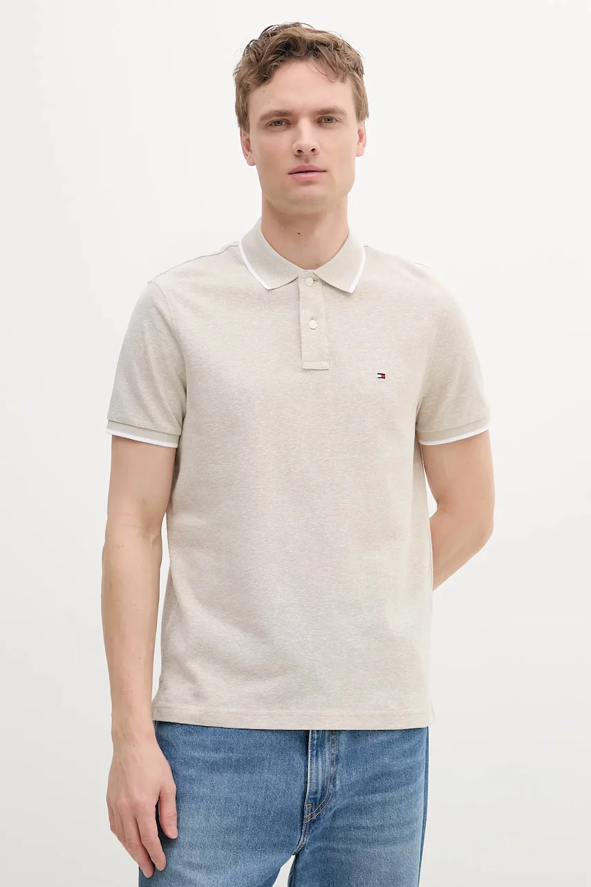 Tommy Hilfiger Тениска с яка с лен