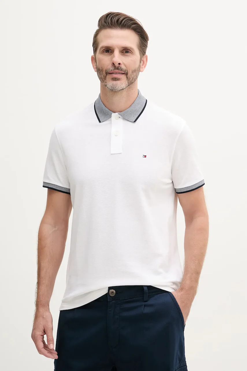 Tommy Hilfiger Тениска с яка с лен