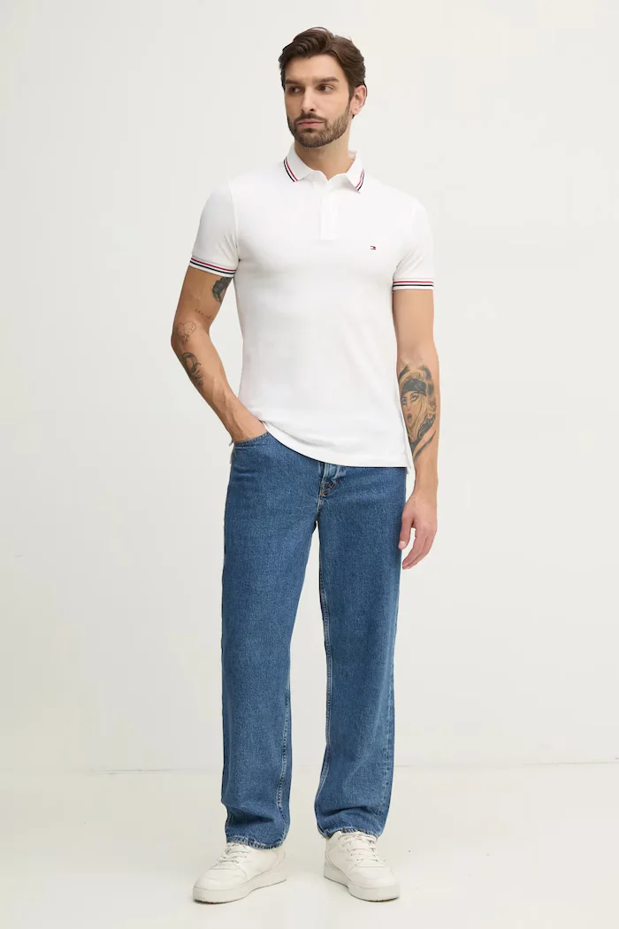 Tommy Hilfiger Тениска с яка в бежово с изчистен дизайн MW0MW37346