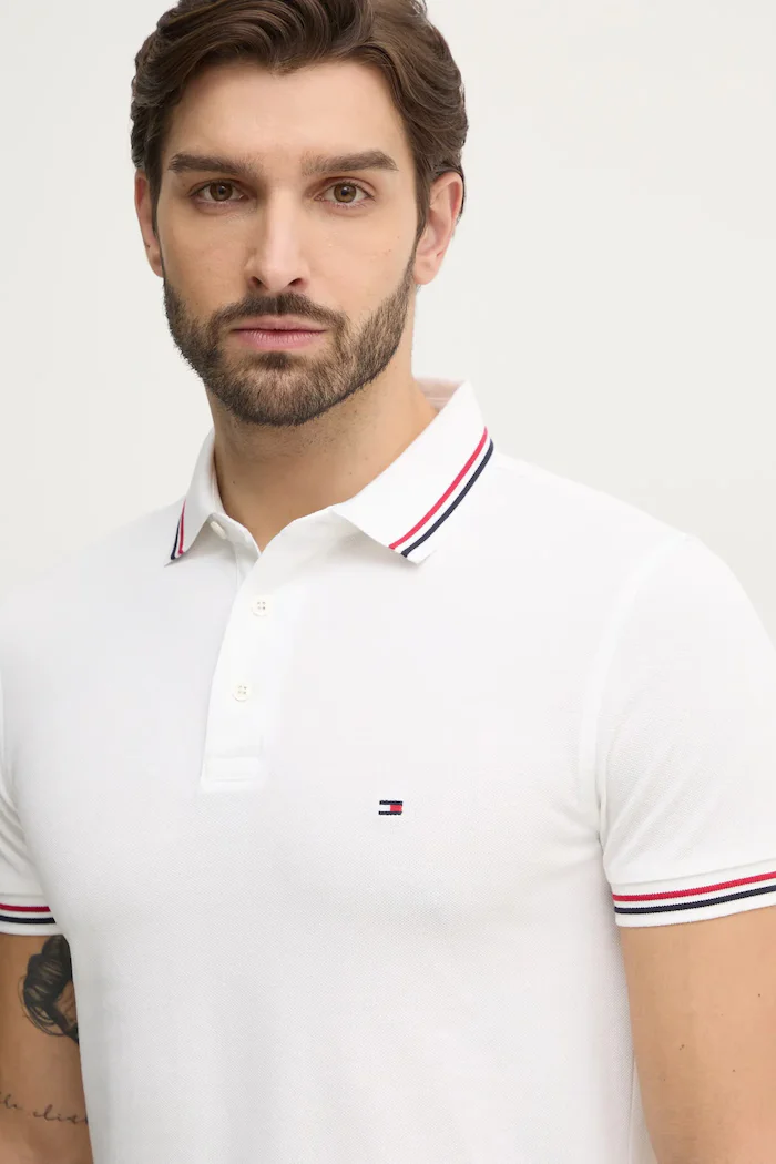 Tommy Hilfiger Тениска с яка в бежово с изчистен дизайн MW0MW37346