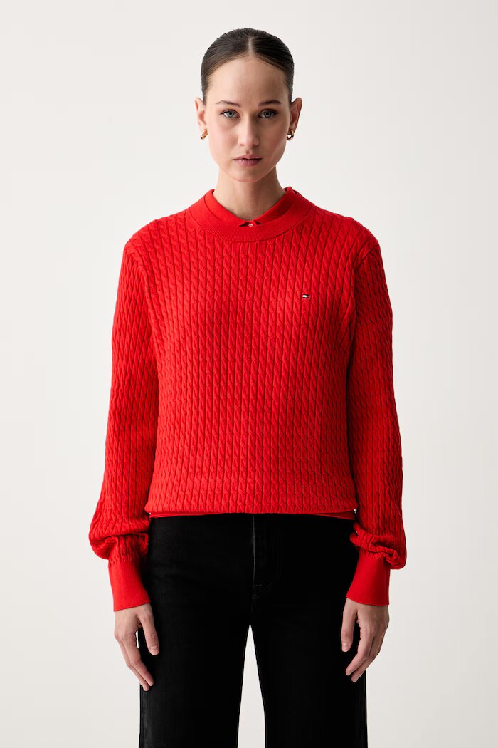 Tommy Hilfiger тениска тип пулове с яка дамска с памук червена WW0WW50106