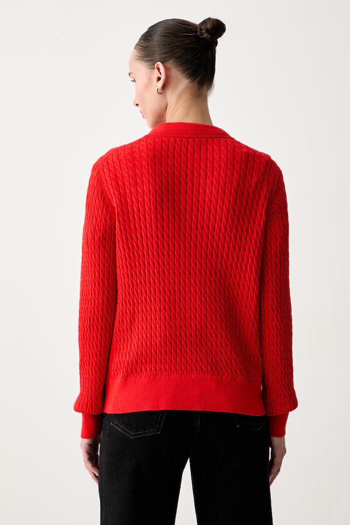Tommy Hilfiger тениска тип пулове с яка дамска с памук червена WW0WW50106