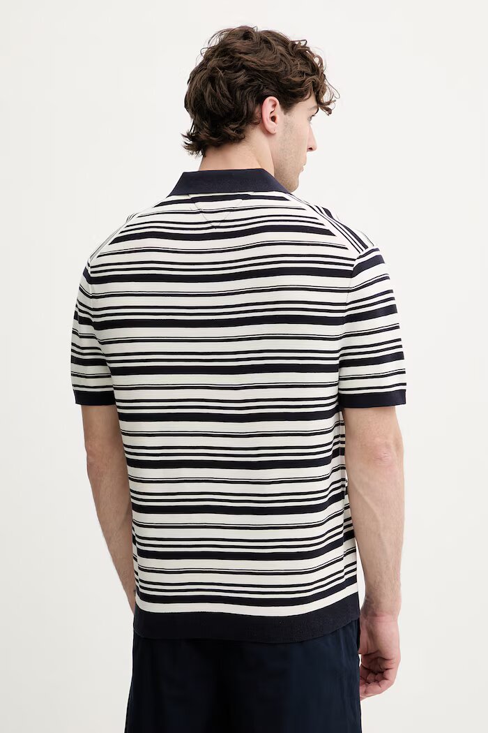 Tommy Hilfiger тениска тип пулове с яка мъжка от памук тъмносиня MW0MW42795