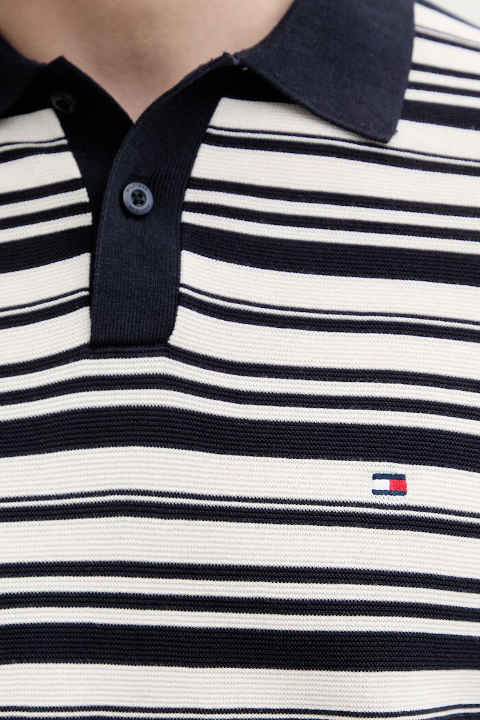 Tommy Hilfiger тениска тип пулове с яка мъжка от памук тъмносиня MW0MW42795