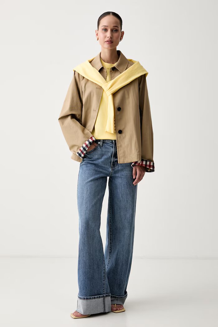 Tommy Hilfiger тениска тип пуловер дамска с памук жълта WW0WW49705